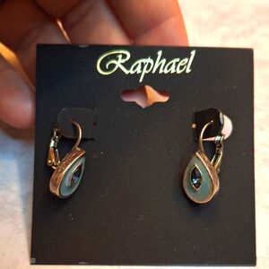 Raphael Gold and Blue Teardrop Earrings